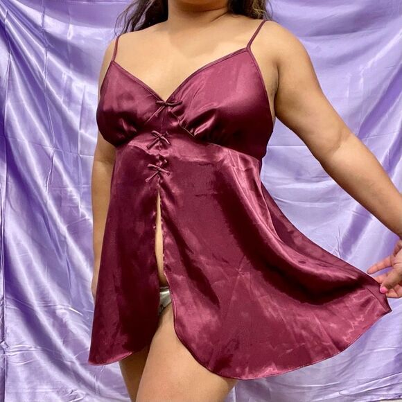 Romantic Burgundy Nightgown  - Picture 2 of 11